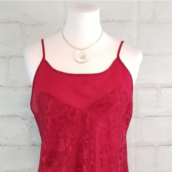 Fleurs de Nuit M Red Satin Chemise Short Nightie - Picture 2 of 8
